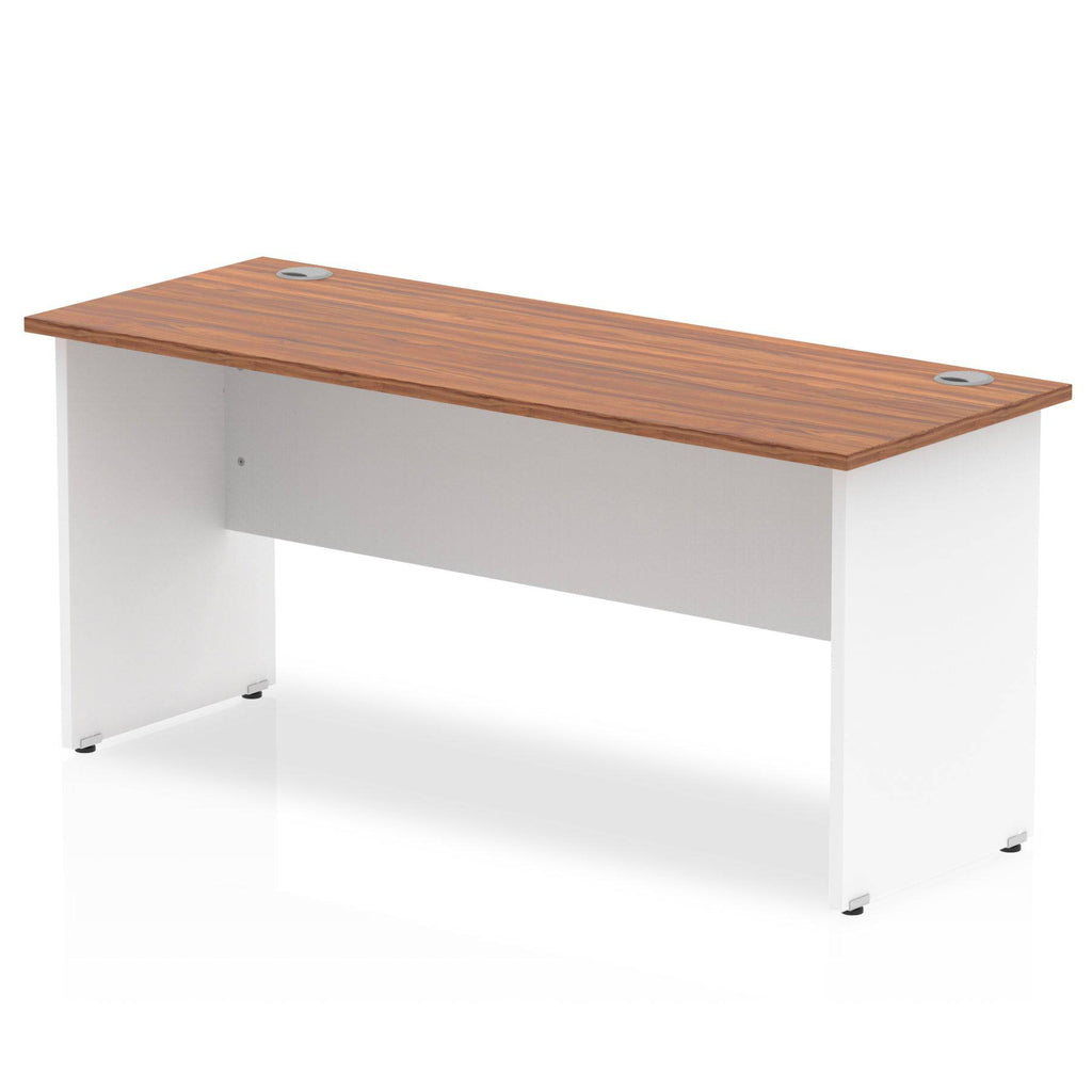 Impulse 600mm Straight Desk with Walnut Top and White Panel End Leg - Price Crash Furniture