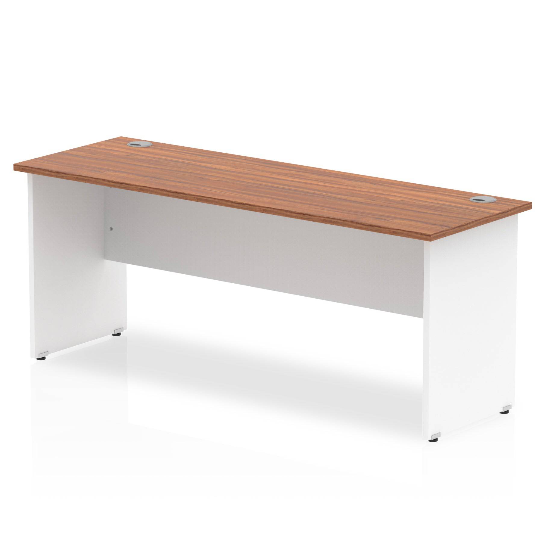 Impulse 600mm Straight Desk with Walnut Top and White Panel End Leg - Price Crash Furniture