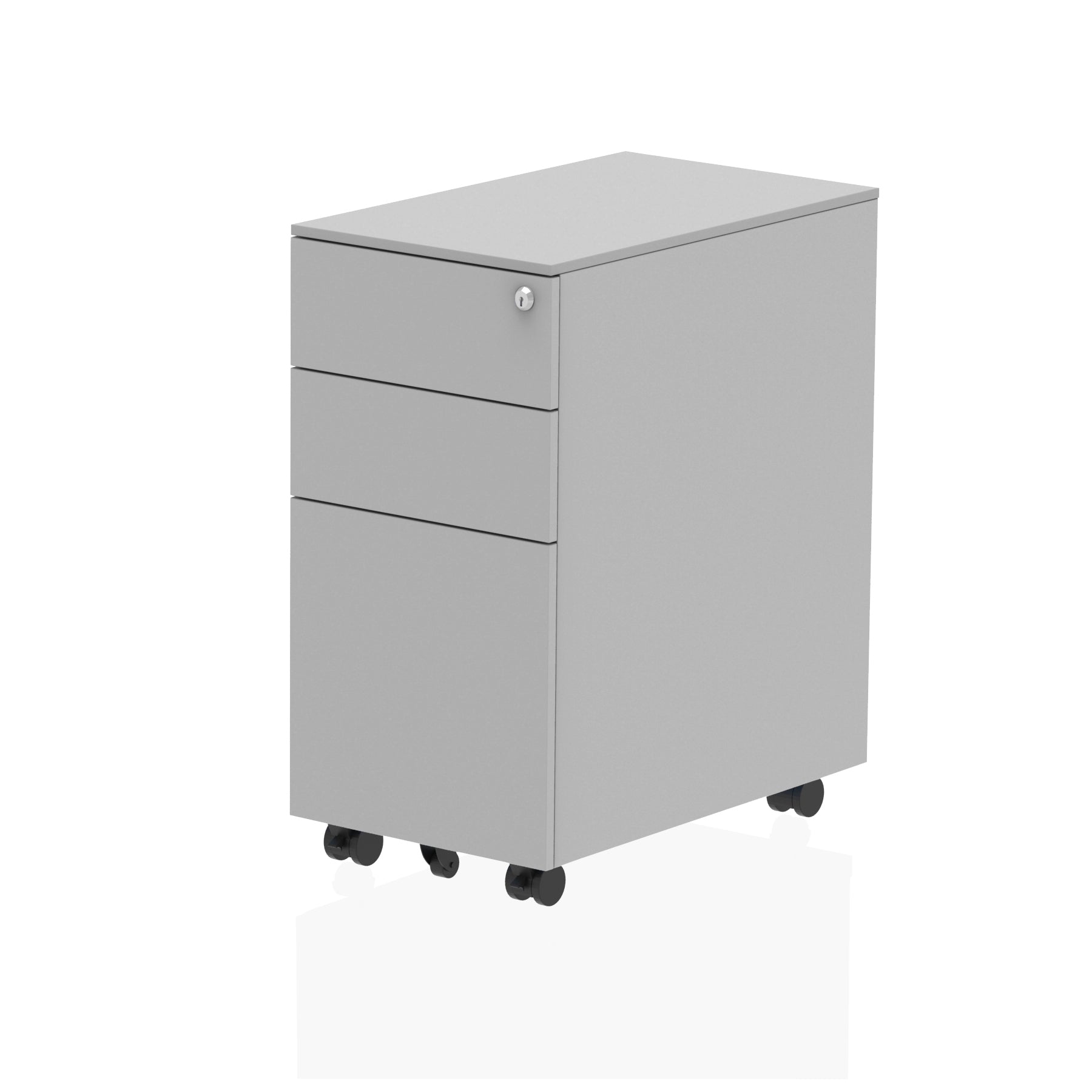 Steel Slim Mobile Pedestal, in Silver, Black or White - Price Crash Furniture