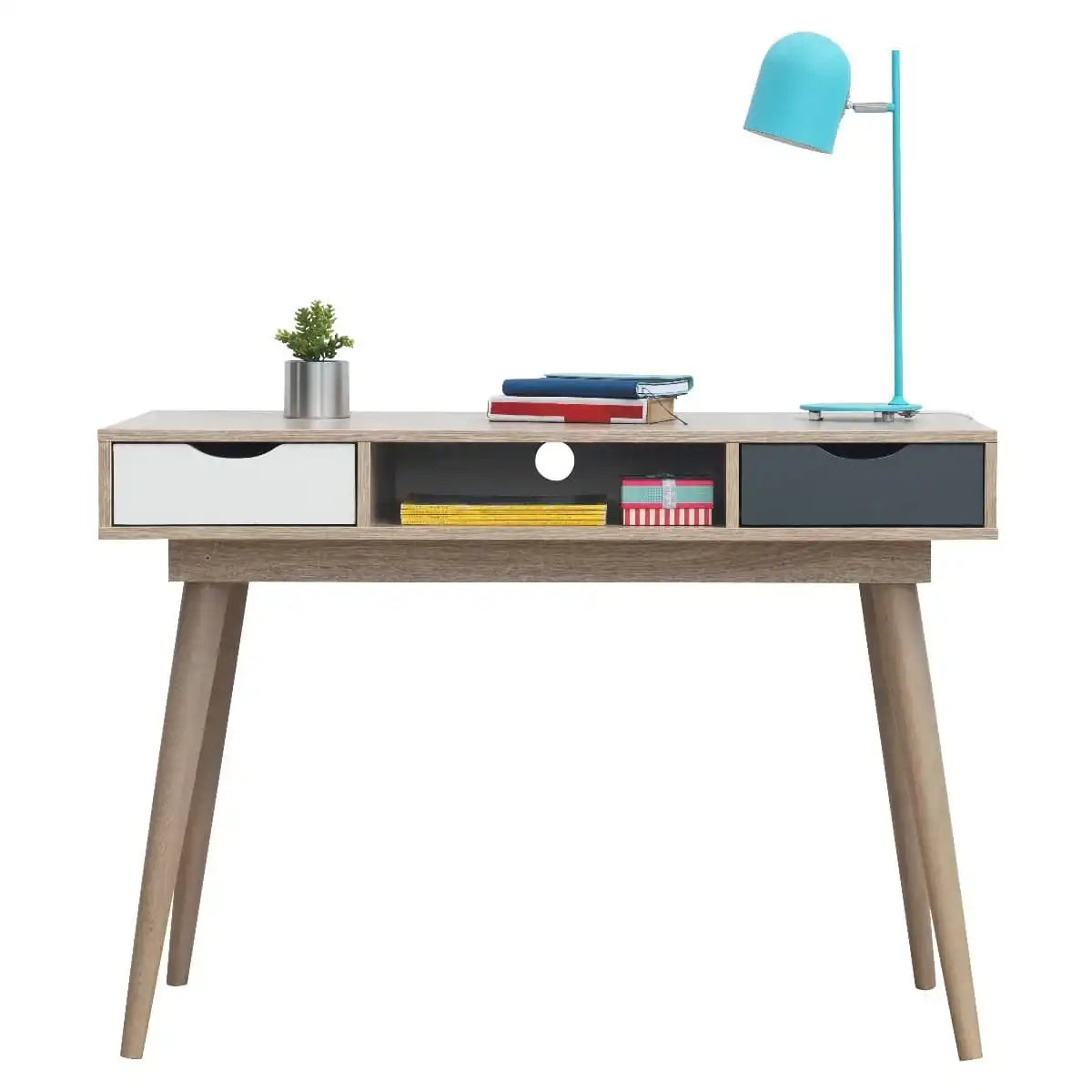 Alford Desk with 2 Drawers in Sonoma Oak and Grey - Price Crash Furniture
