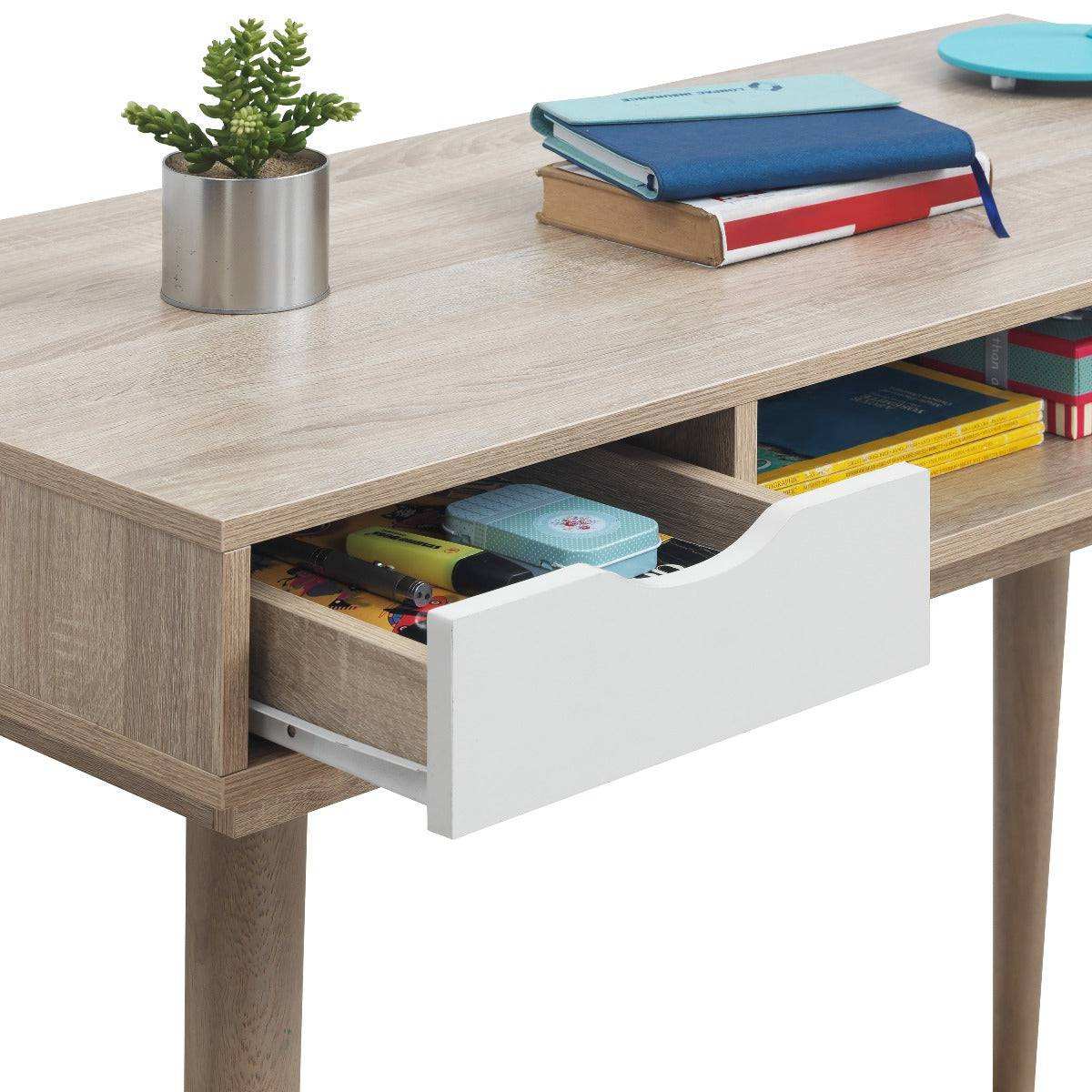 Alford Desk with 2 Drawers in Sonoma Oak and Grey - Price Crash Furniture