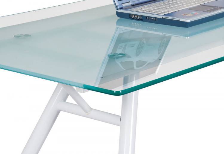 Alphason Augusta Premium White & Glass Corner Desk Workstation - Price Crash Furniture