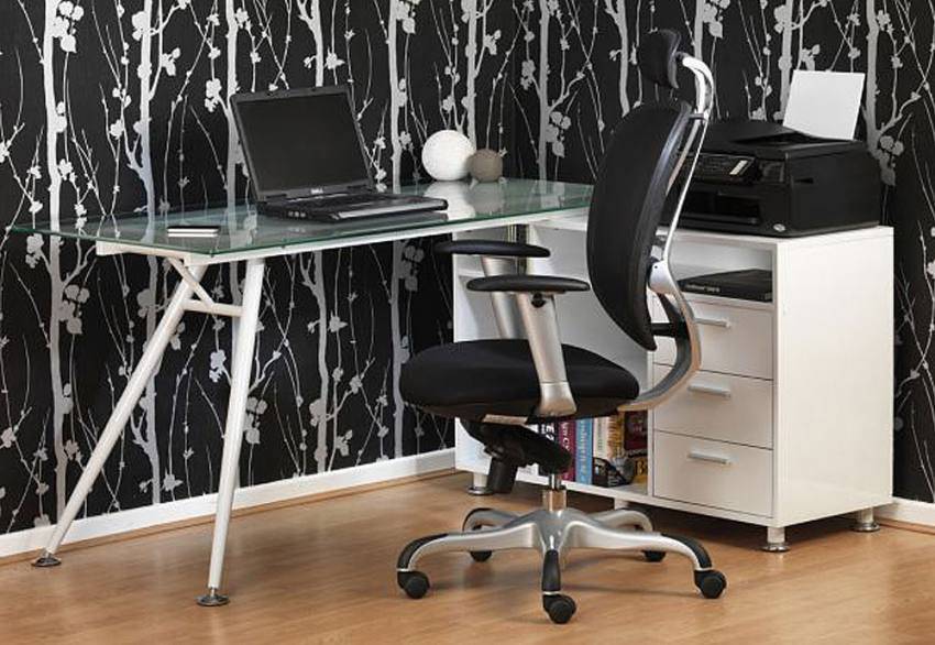 Alphason Augusta Premium White & Glass Corner Desk Workstation - Price Crash Furniture