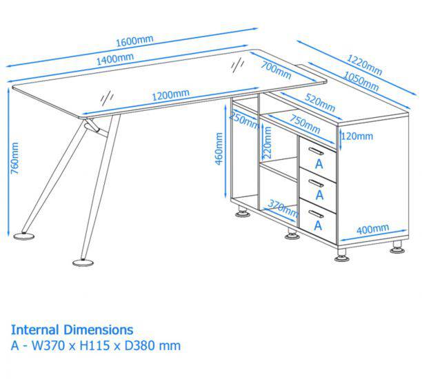 Alphason Augusta Premium White & Glass Corner Desk Workstation - Price Crash Furniture