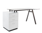 Alphason Cleveland 4 White & Smoked Glass Desk with Pedestal Drawers - Price Crash Furniture