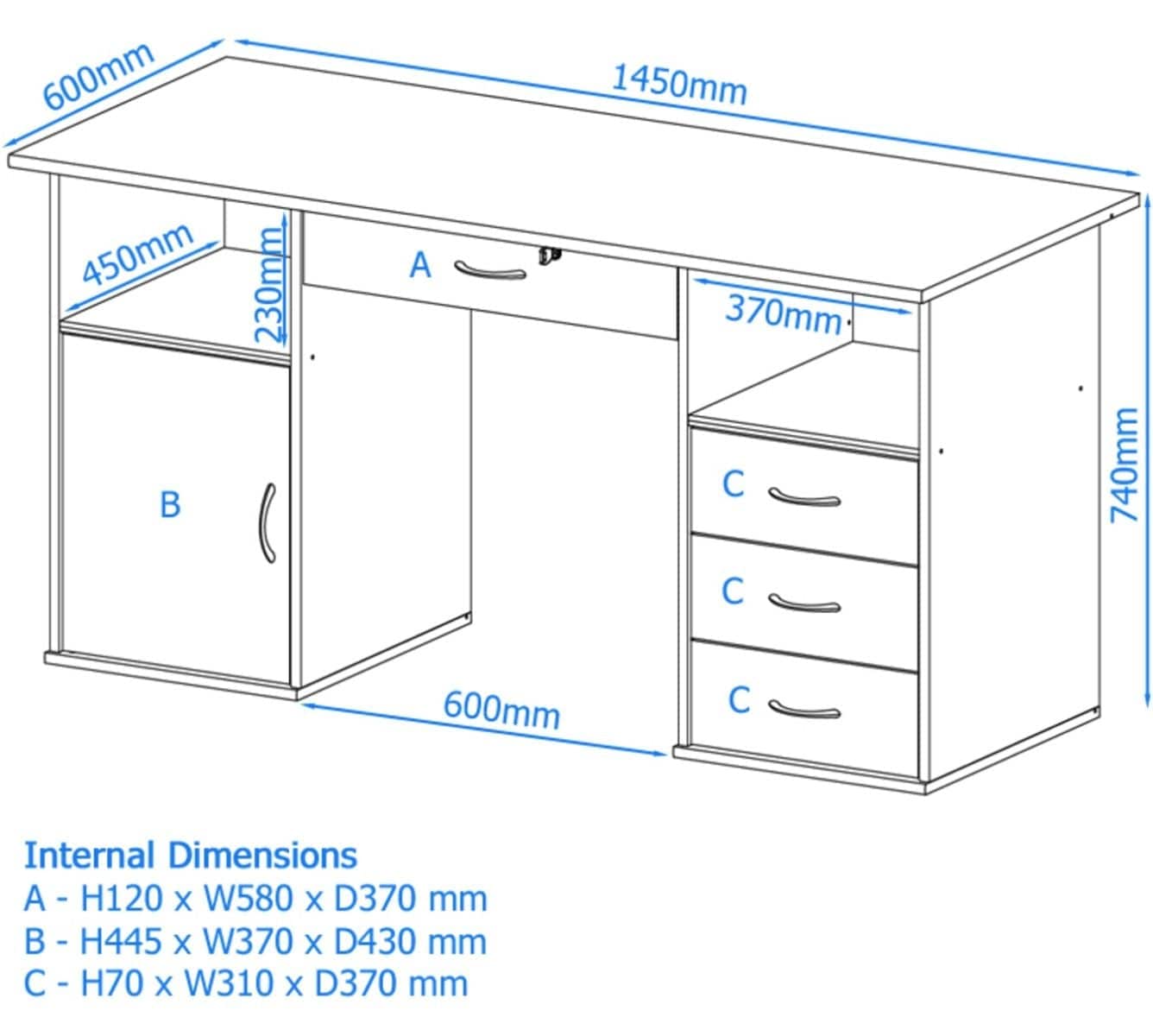 Alphason Dallas Computer Desk in Beech - Price Crash Furniture