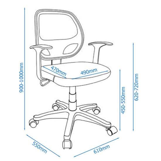 Alphason Davis Desk & Office Chair in Black with Fabric Seat & Mesh Back - Price Crash Furniture