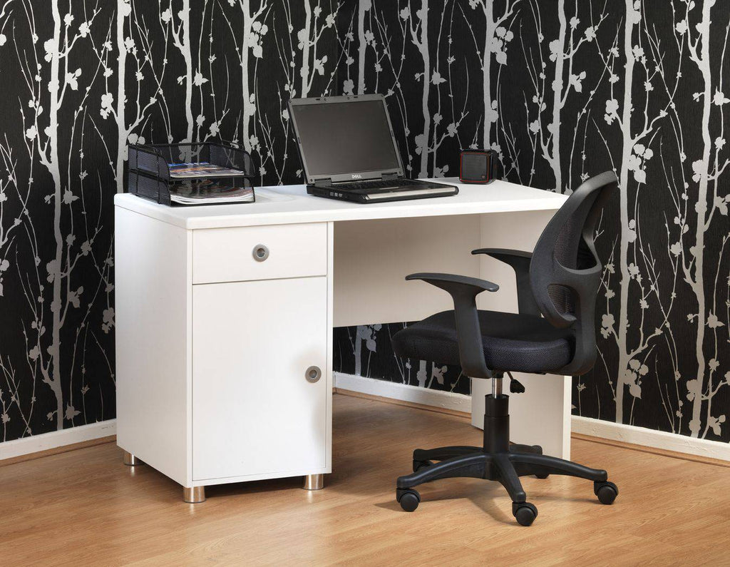 Alphason Davis Desk & Office Chair in Black with Fabric Seat & Mesh Back - Price Crash Furniture