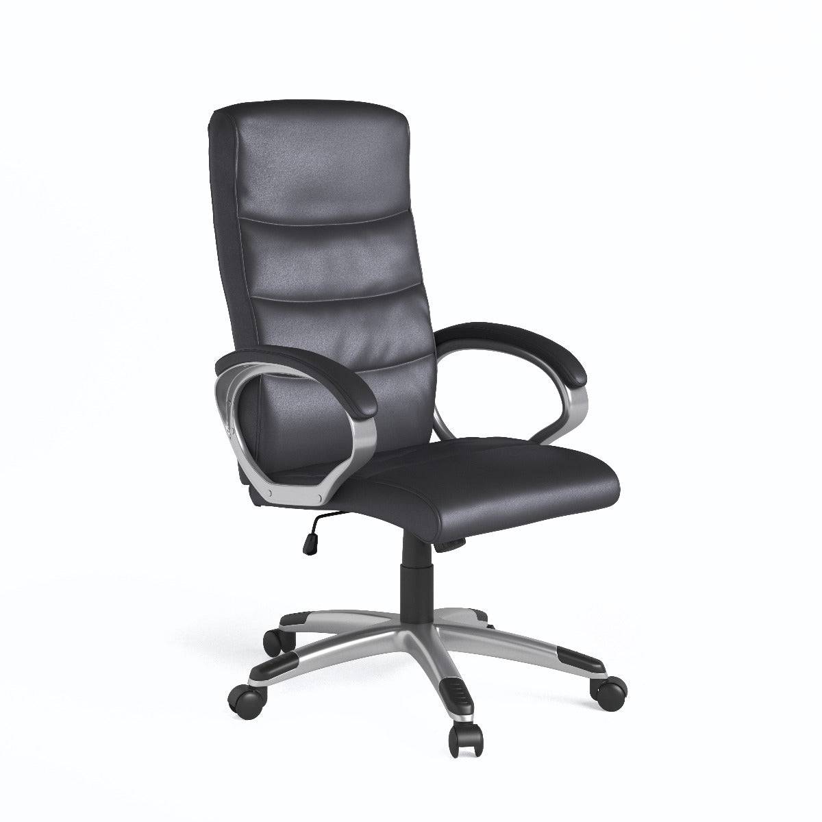 Alphason Hampton Leather Office Chair in Black - Price Crash Furniture