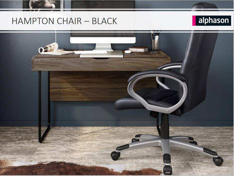 Alphason Hampton Leather Office Chair in Black - Price Crash Furniture