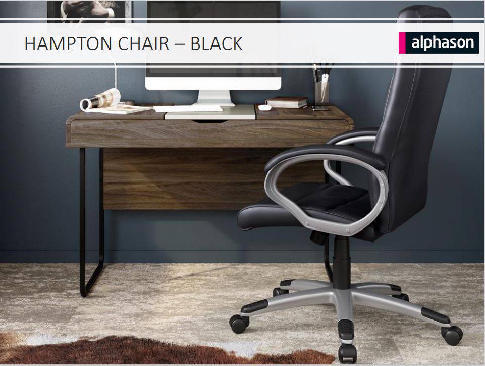 Alphason Hampton Leather Office Chair in Black - Price Crash Furniture