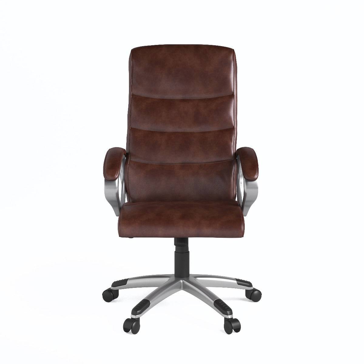 Alphason Hampton Leather Office Chair in Brown - Price Crash Furniture