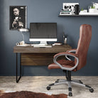 Alphason Hampton Leather Office Chair in Brown - Price Crash Furniture