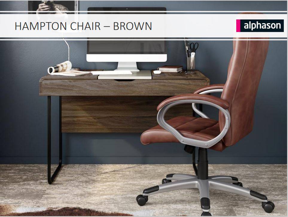 Alphason Hampton Leather Office Chair in Brown - Price Crash Furniture