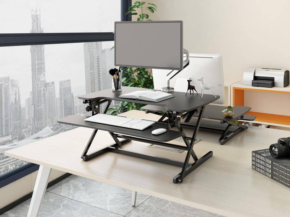 Alphason Height Adjustable Desktop Riser in Black - Create a Standing Desk - Price Crash Furniture