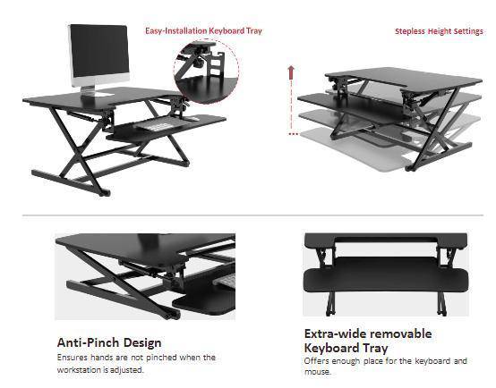 Alphason Height Adjustable Desktop Riser in Black - Create a Standing Desk - Price Crash Furniture