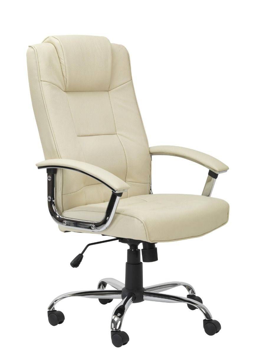 Alphason Houston Cream High Back Leather Faced Executive Chair - Price Crash Furniture