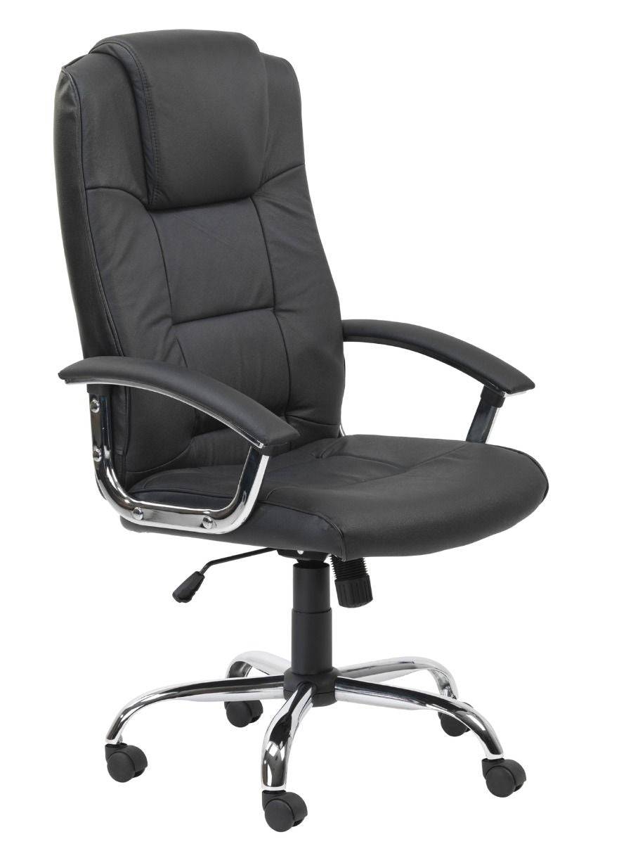 Alphason Houston Black High Back Leather Faced Executive Chair - Price Crash Furniture