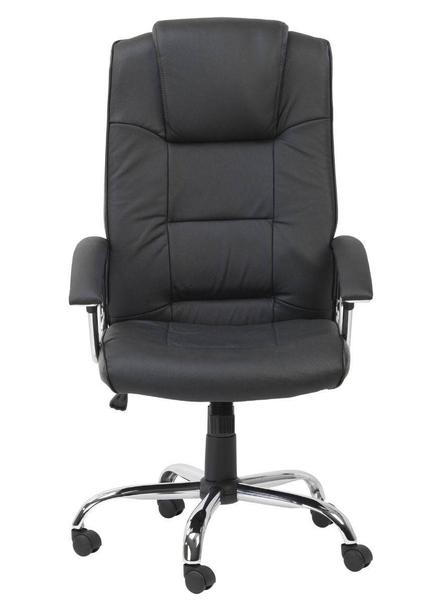 Alphason Houston Black High Back Leather Faced Executive Chair - Price Crash Furniture