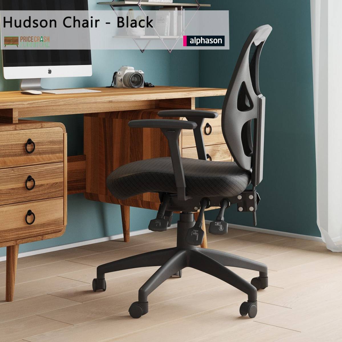 Alphason Hudson Mesh Back Office Chair in Black - Price Crash Furniture