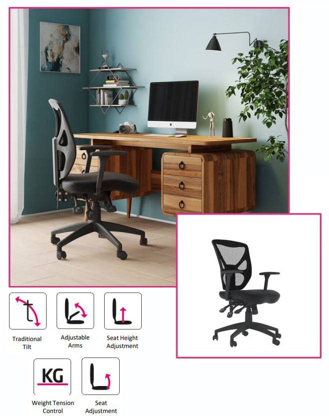 Alphason Hudson Mesh Back Office Chair in Black - Price Crash Furniture