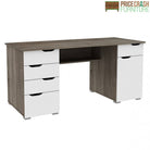 Alphason Kentucky Home Office Desk in Dark Oak & Gloss White - Price Crash Furniture