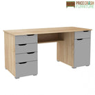 Alphason Kentucky Home Office Desk in Light Oak & Gloss Grey - Price Crash Furniture