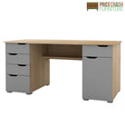 Alphason Kentucky Home Office Desk in Light Oak & Gloss Grey - Price Crash Furniture