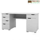 Alphason Kentucky Home Office Desk in White Oak & Gloss White - Price Crash Furniture