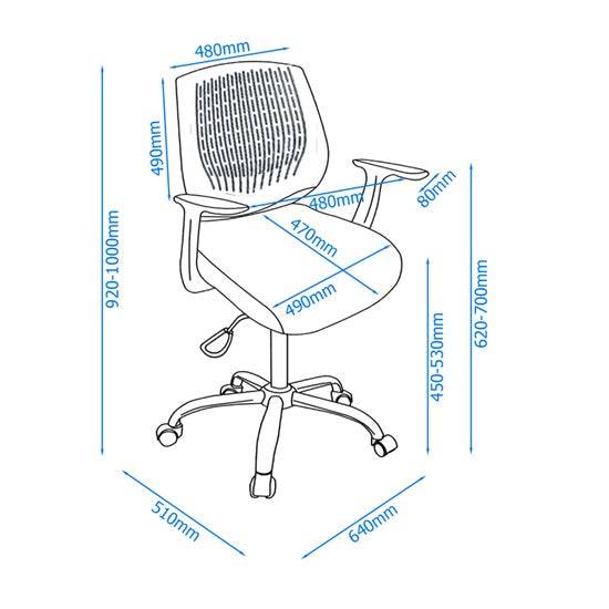 Alphason Malibu Office Hard Back Operator Chair with Arms in Grey - Price Crash Furniture