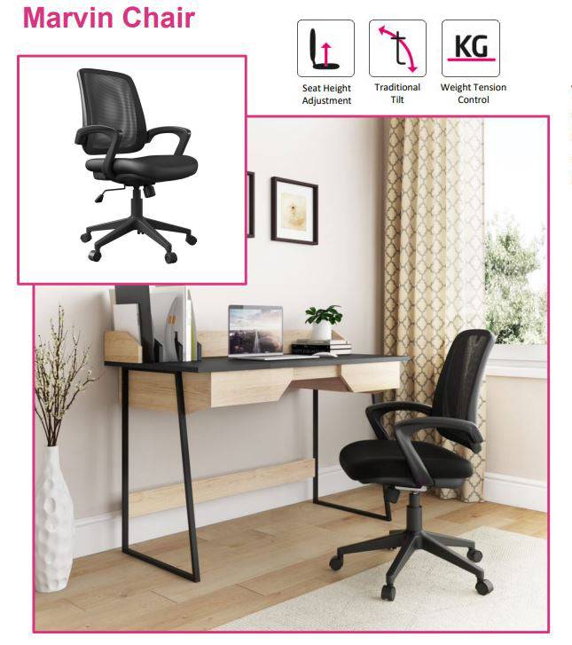 Alphason Marvin Mesh Back Office Chair in Black - Price Crash Furniture