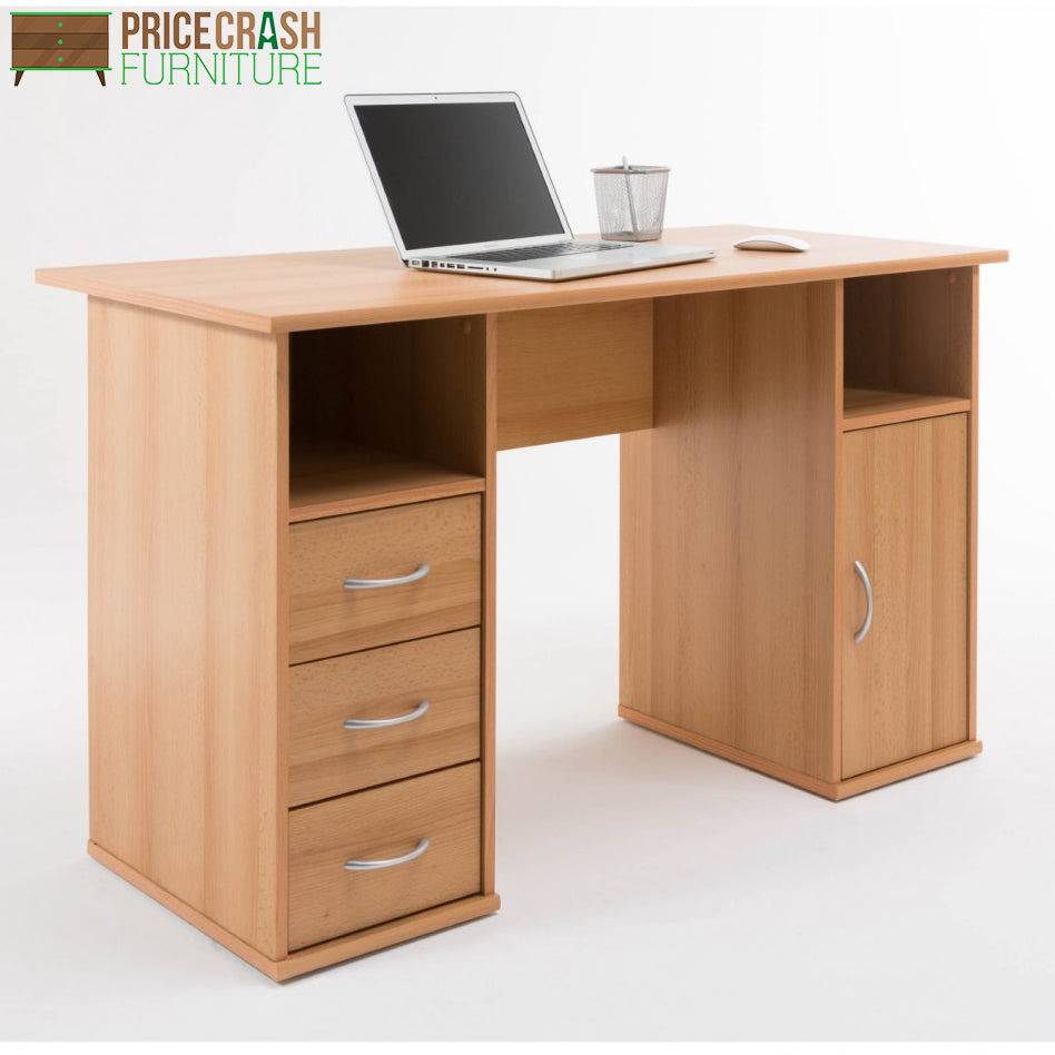 Alphason Maryland Computer Desk Workstation in Beech - Price Crash Furniture