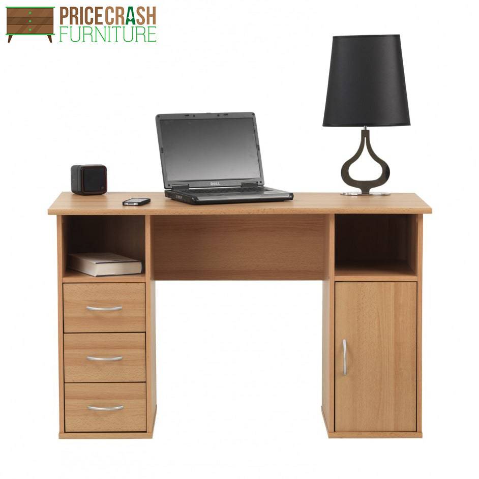 Alphason Maryland Computer Desk Workstation in Beech - Price Crash Furniture