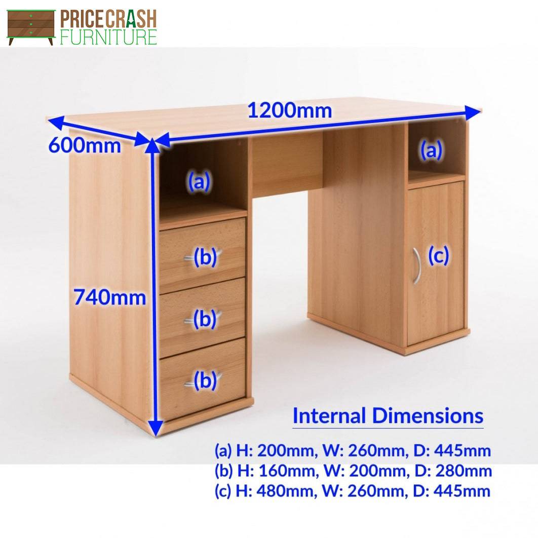 Alphason Maryland Computer Desk Workstation in Beech - Price Crash Furniture