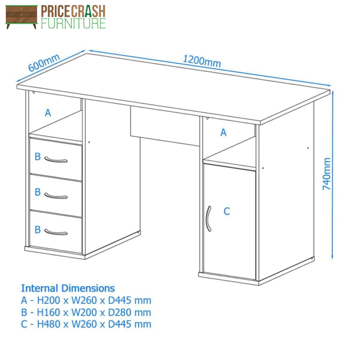 Alphason Maryland Computer Desk Workstation in Beech - Price Crash Furniture