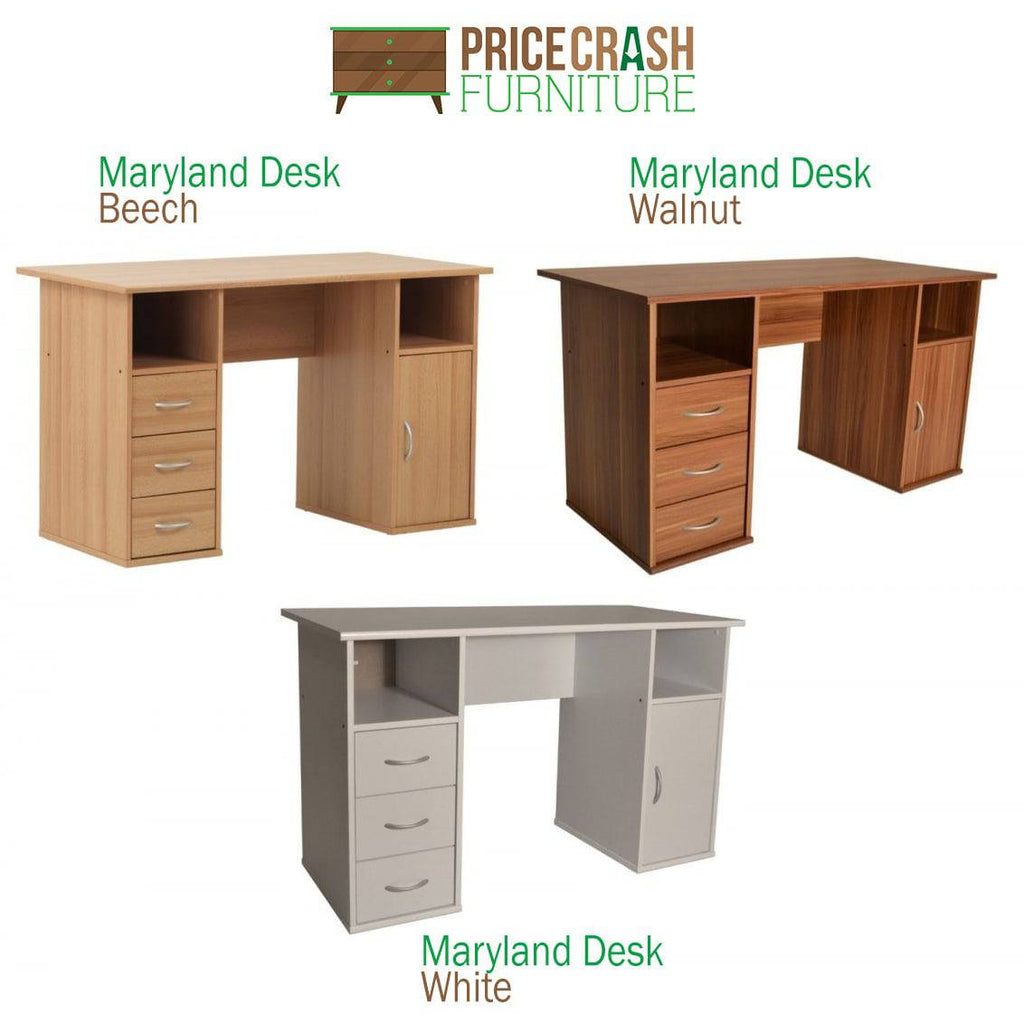 Alphason Maryland Computer Desk Workstation in Beech - Price Crash Furniture