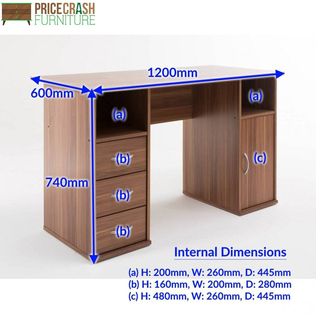 Alphason Maryland Computer Desk Workstation in Walnut - Price Crash Furniture