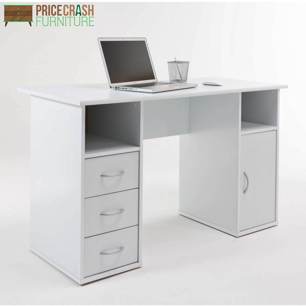 Alphason Maryland Computer Desk Workstation in White - Price Crash Furniture