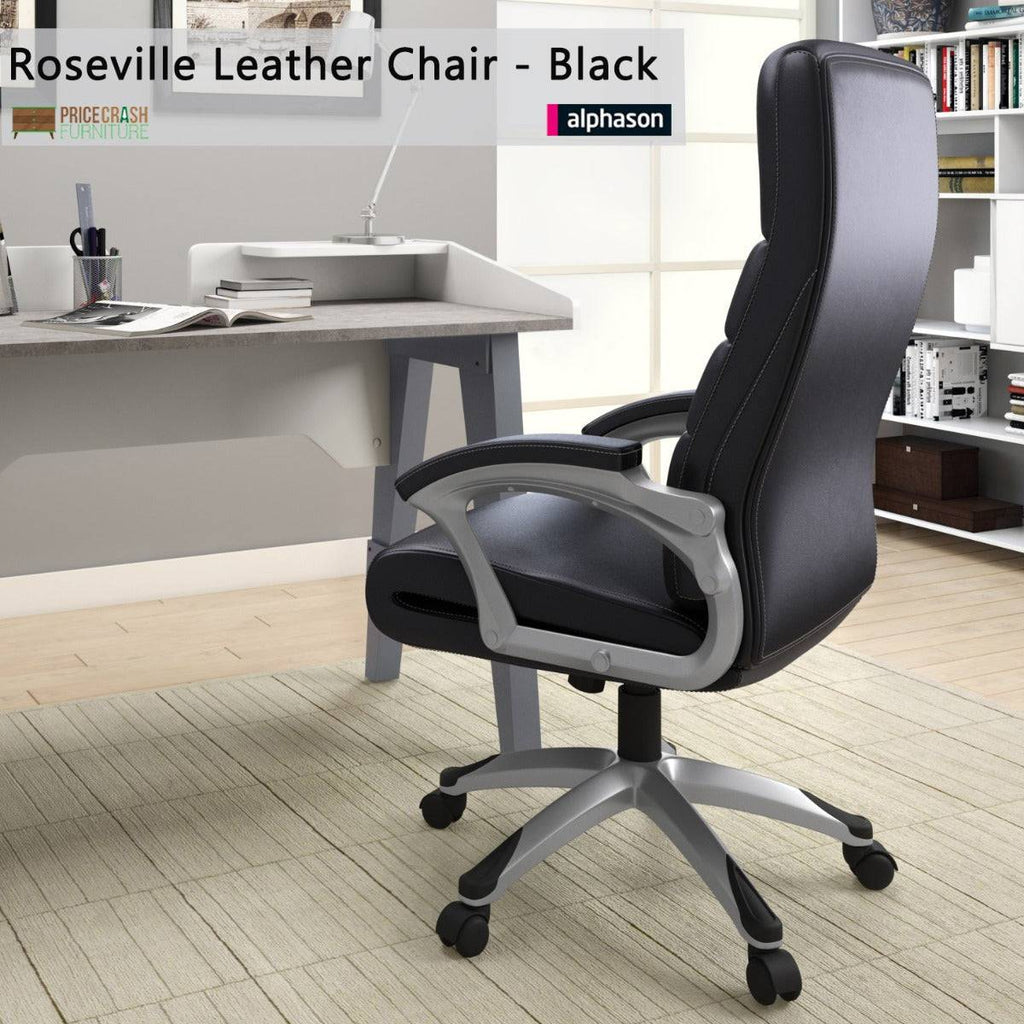 Alphason Roseville Executive Faux Leather Office Chair in Black - Price Crash Furniture