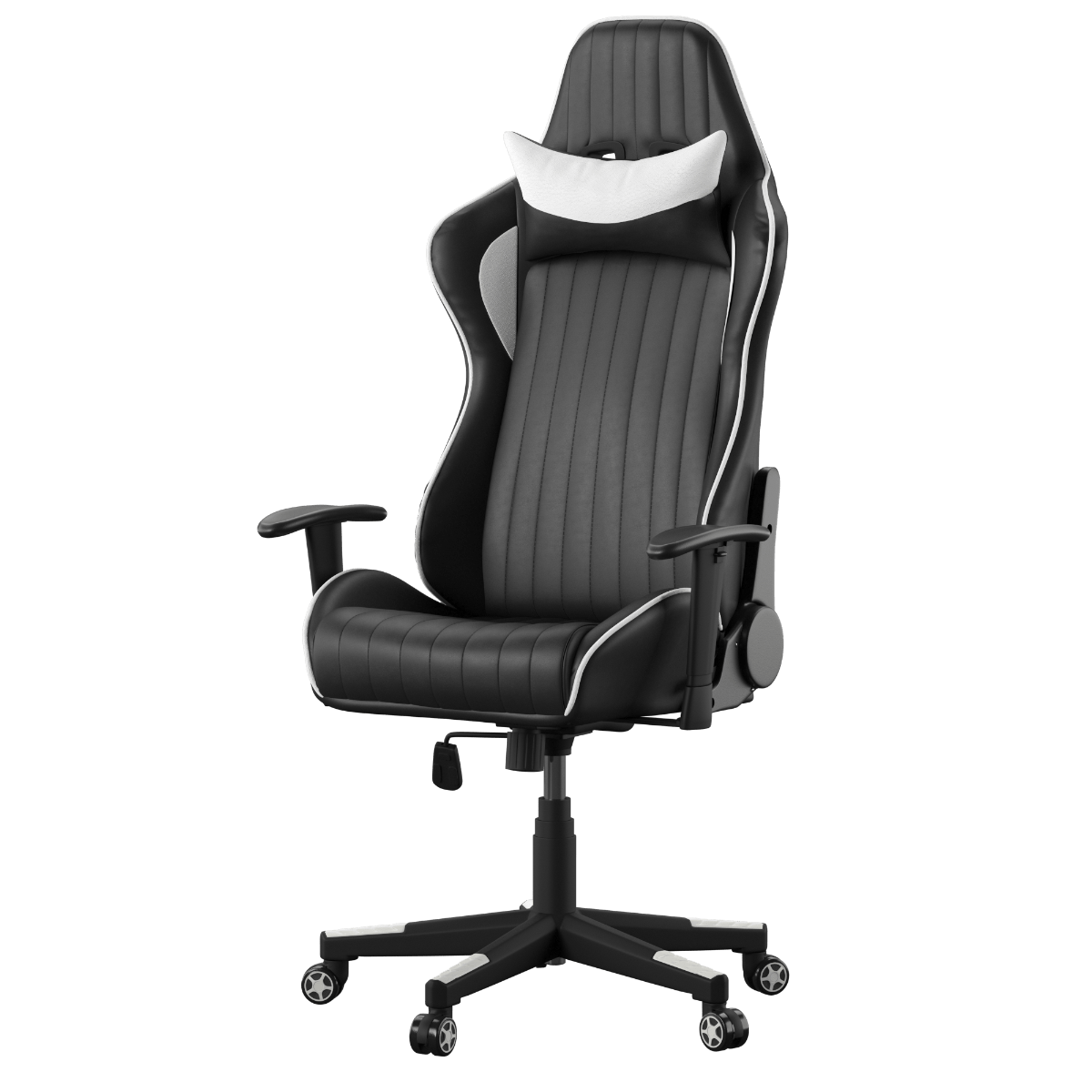 Alphason Senna Fully Adjustable Gaming Chair - Black & White Faux Leather - Price Crash Furniture