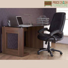 Alphason Sorbonne Executive Computer Desk in Walnut and White - Price Crash Furniture