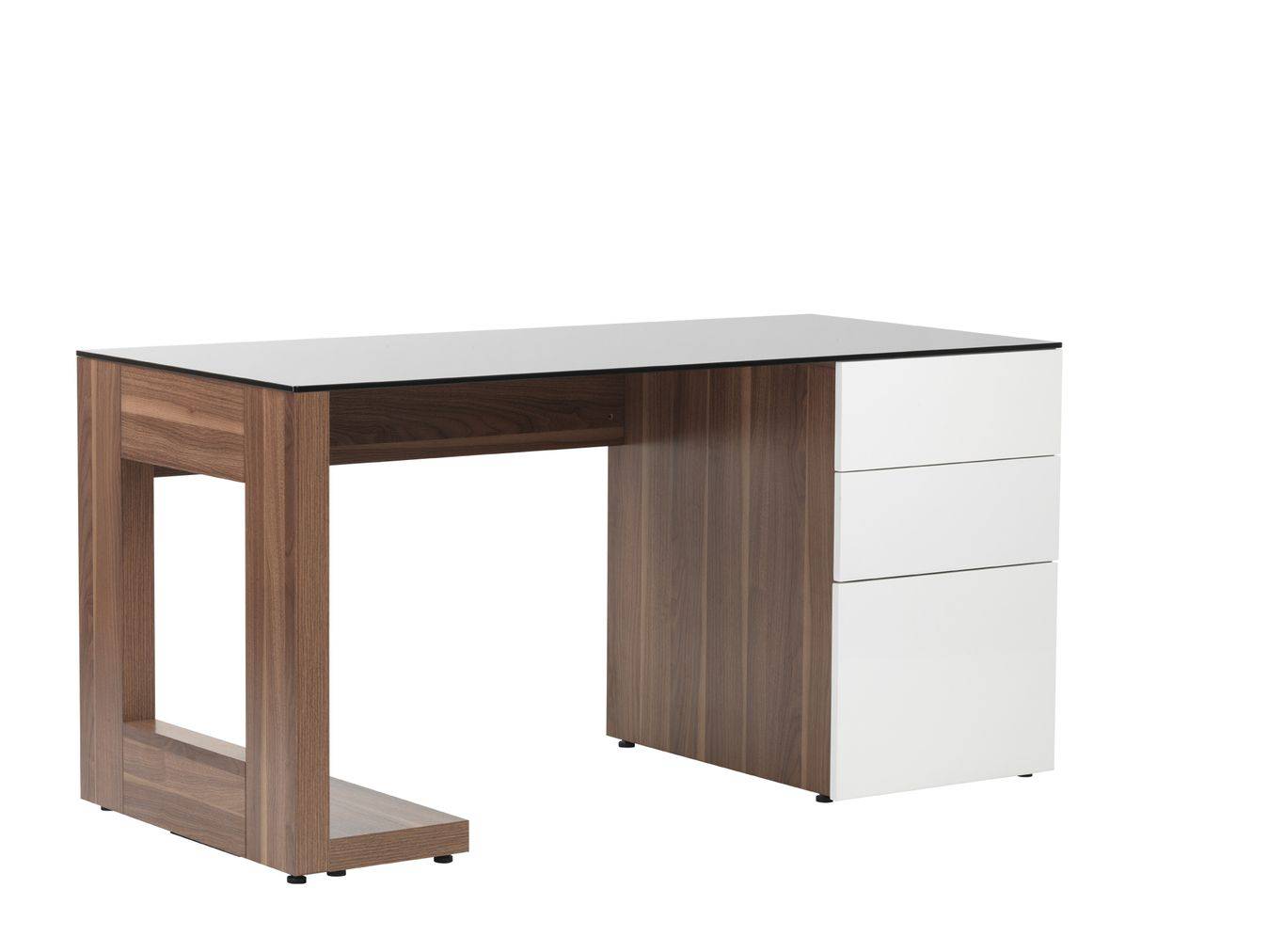 Alphason Sorbonne Executive Computer Desk in Walnut and White - Price Crash Furniture