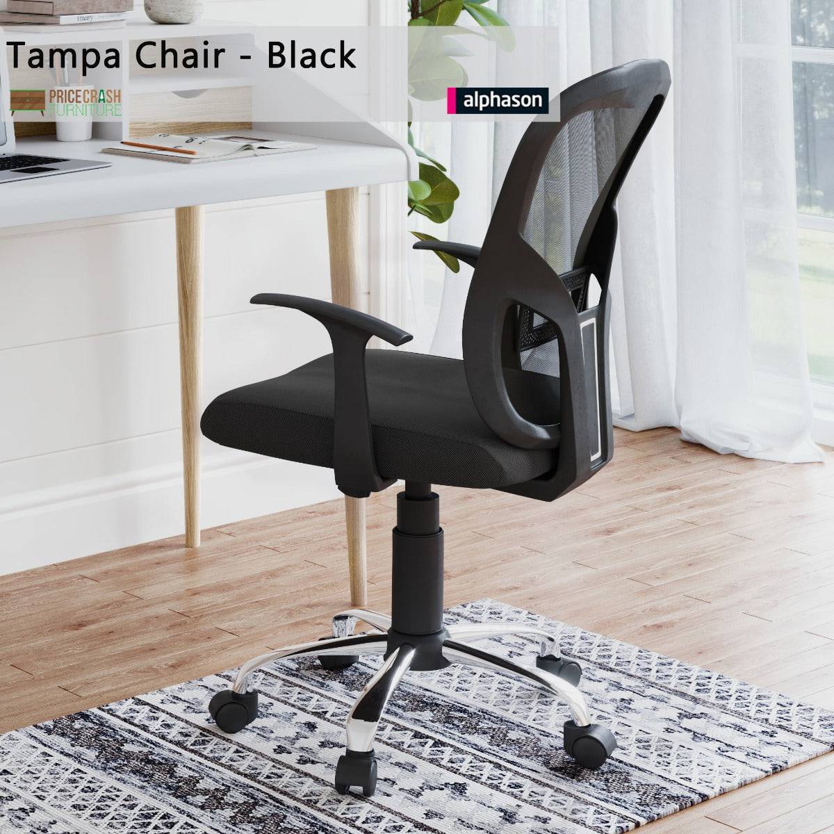 Alphason Tampa Mesh Back Office Chair in Black - Price Crash Furniture