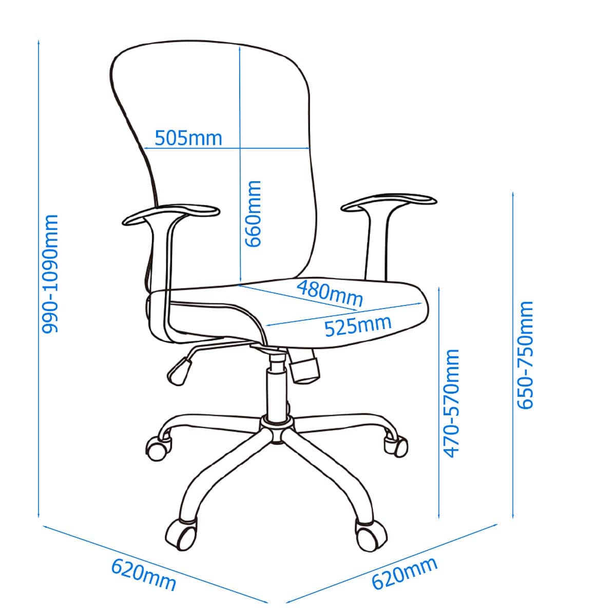 Alphason Tampa Mesh Back Office Chair in Blue - Price Crash Furniture