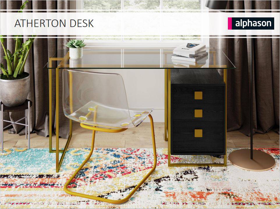 Atherton Desk in black and gold by Alphason - Price Crash Furniture