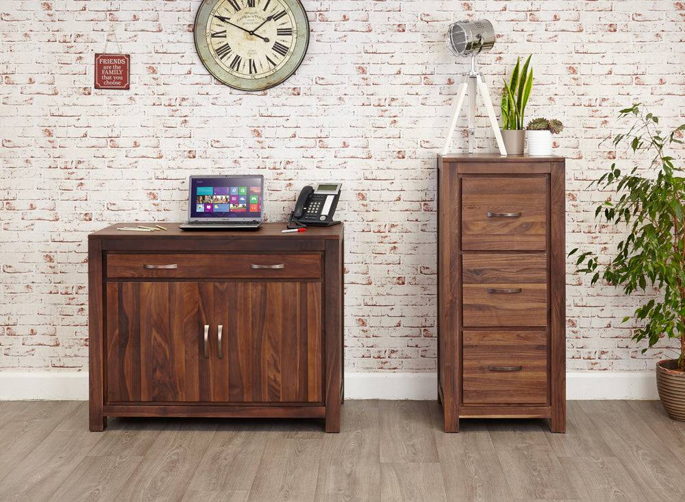 Baumhaus Mayan Walnut 3 Drawer Filing Cabinet - Price Crash Furniture