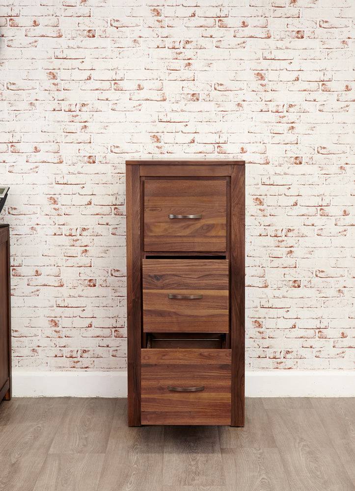 Baumhaus Mayan Walnut 3 Drawer Filing Cabinet - Price Crash Furniture