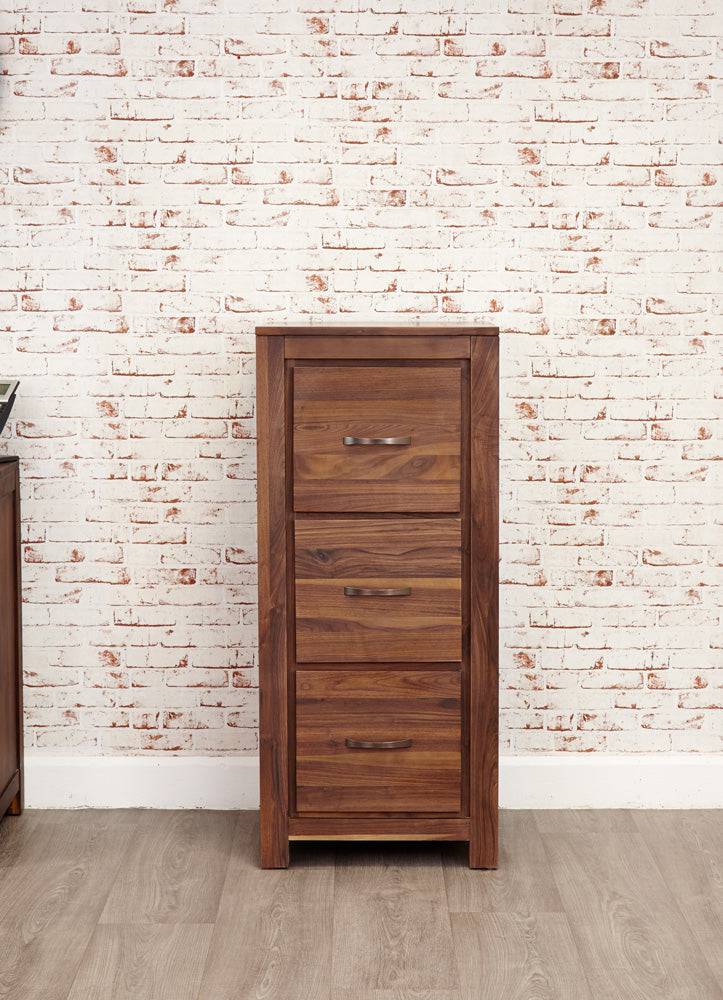 Baumhaus Mayan Walnut 3 Drawer Filing Cabinet - Price Crash Furniture