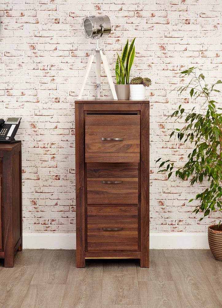 Baumhaus Mayan Walnut 3 Drawer Filing Cabinet - Price Crash Furniture