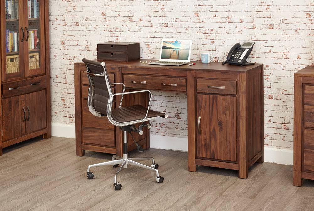 Baumhaus Mayan Walnut Twin Pedestal Computer Desk - CWC06B - Price Crash Furniture